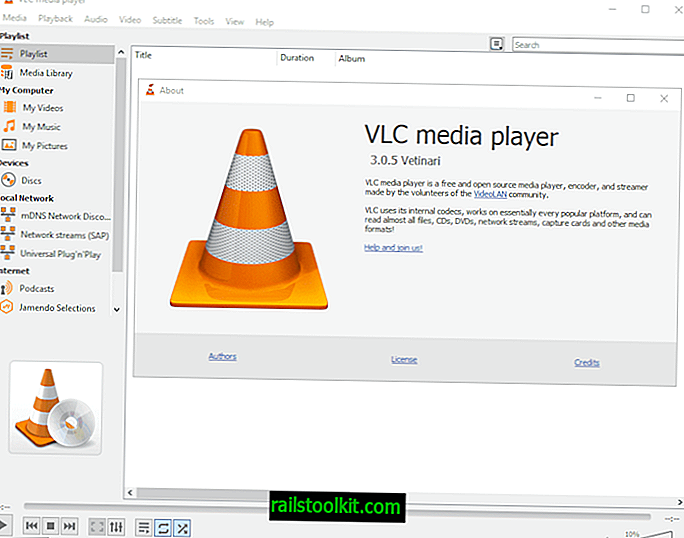 A VLC Media Player 3.0.5 ki van kapcsolva