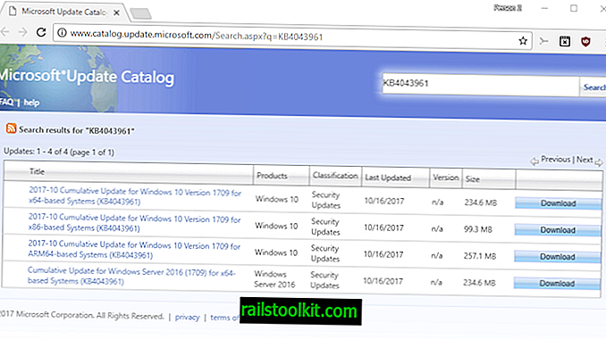Publication de la mise à jour KB4043961 pour Windows 10 Fall Creators