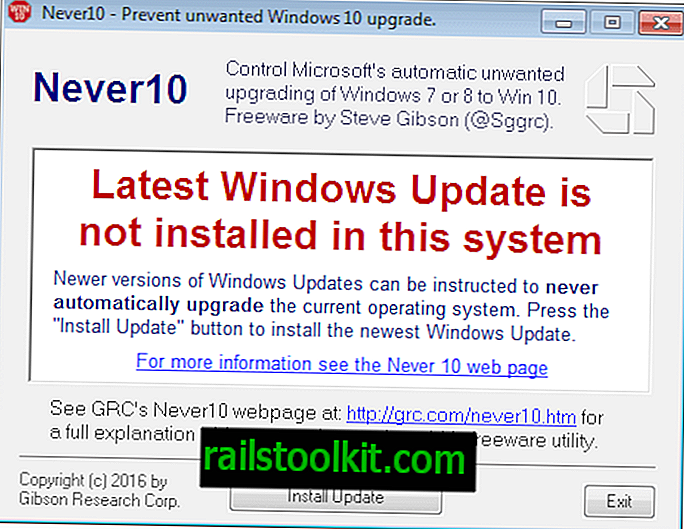 Niciodată 10: împiedicați upgrade-urile la Windows 10