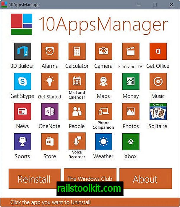 Odstráňte alebo obnovte predvolené aplikácie systému Windows 10 pomocou 10AppsManager
