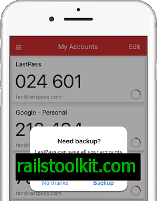 Die Cloud-Backup-Option von LastPass Authenticator wird erläutert